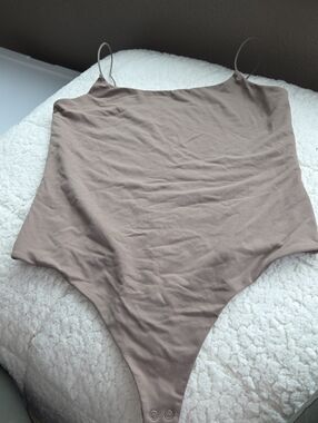 Nuuds Stretch Nylon-Spandex Bodysuit in Taupe. NWOT